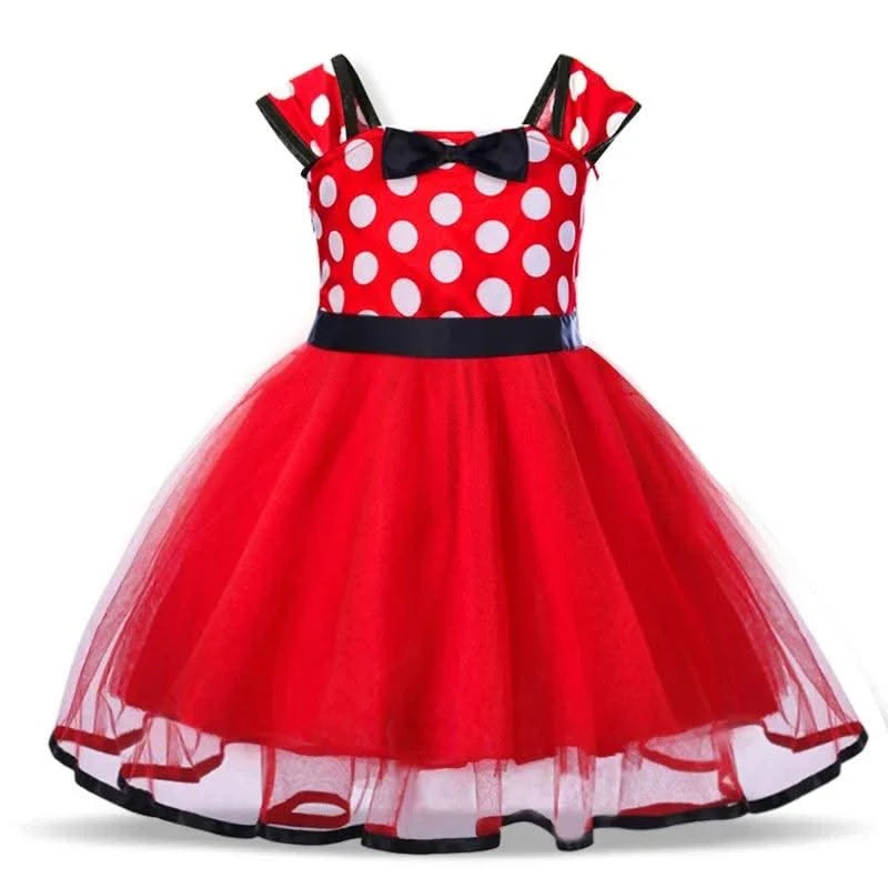 Cute Baby Girl Dress for 9M-5Yrs Children Summer Clothes Kids Minni Mouse Polka Dot Dress Girls Birthday Party Christmas Costume