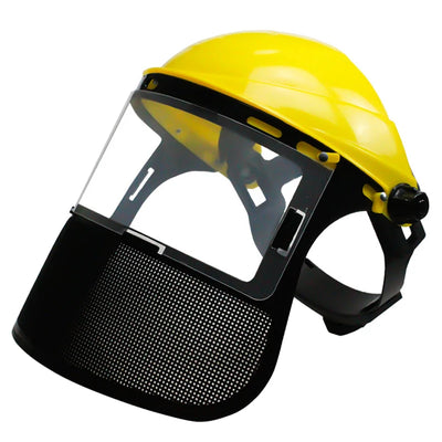 Safety Helmet Hat with Full Face Mesh Protective Mask for Garden Grass Trimmer Logging Brush Cutter Forestry Protection