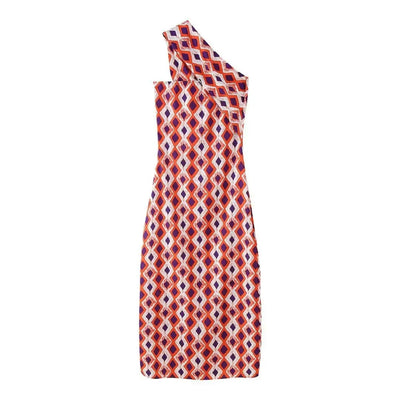 2025 Summer Dresses For Women Fashion Printed Geometric Pattern Slim Halter Neck Dress