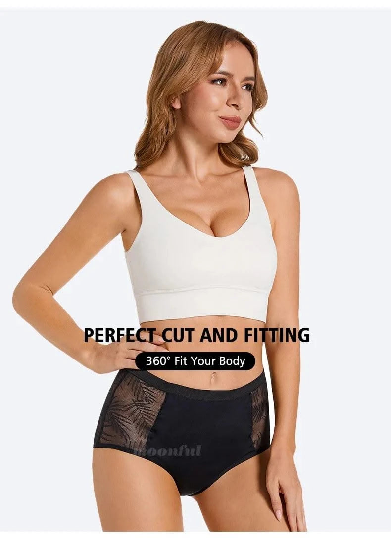 Women Period Underwear Leak Proof Panties for Menstruation Breathable Mesh Menstrual Panties High Waist Absorbent Period Panties