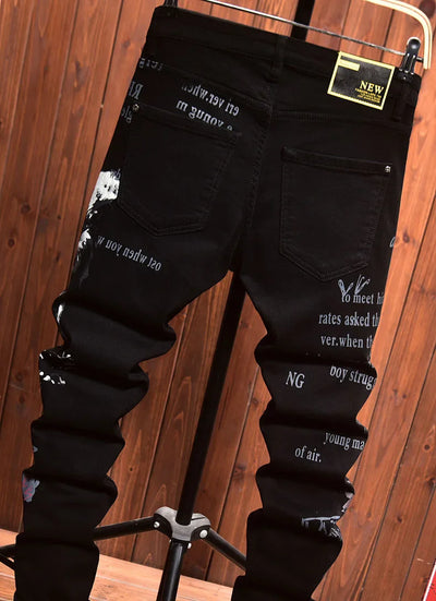 2025 new men's printing  jeans slim fit jeans men Fashion Classic Denim Skinny Jeans Male men's casual High Quality Trousers