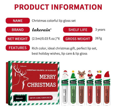 Christmas Colorful Lip Gloss Set Long-Lasting Lipsticks 24 Hours Water Resistant Lipsticks Lipstick Woman Makeups Lipgloss Tint