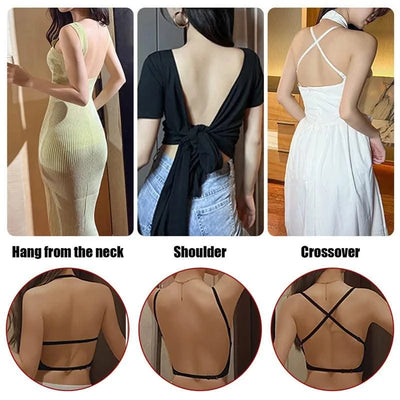 Women Invisible Bra Deep U Plunge Bras Backless Top