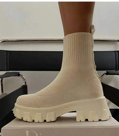 Women Boots Autumn Winter Boots Slip on Knitted Socks Shoes Women 2022 Platform Boots with Heels Botas De Mujer Female Botines