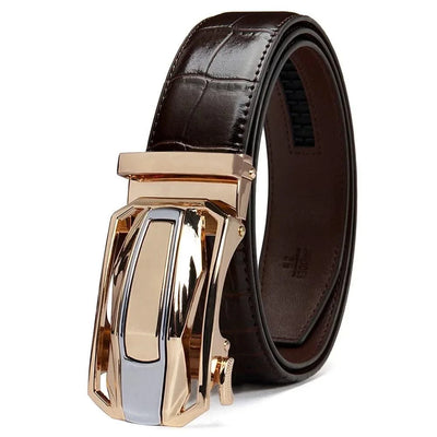 Men Belts Leather Automatic Alloy Buckle Belts
