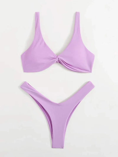 OIINAA Bathing Suit Women Solid Sexy Swimsuit Bow Tie Drawstring Lace Up Summer Bikini Set Two-pieces Beachwear Thong Biquinis
