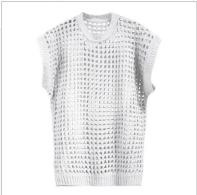 Elastic Oversized Vest for Men Casual Knitwear  POLO Muscular Versatility Mens Sweater Jacket