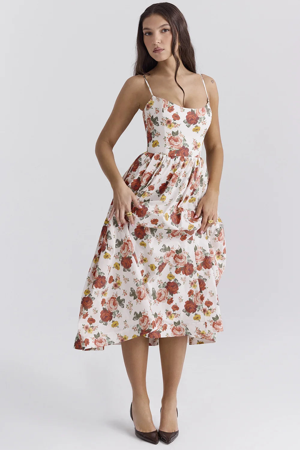 Elegant floral prints Dresses for summer women's dresses 2024 New Skinny Sexy Backless SLeeveless High Waist Maxi Sling Dress
