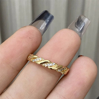 Luxury W Letter Ring - Gold Plated with Row Diamonds, Elegant Adjustable Statement Piece, Dainty Feminine Jewelry