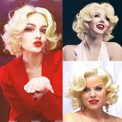 Short Curly Wigs for Women Synthetic Hair with Bangs Shoulder Length Blonde Grey White Brown Natural Looking Party Daily Use