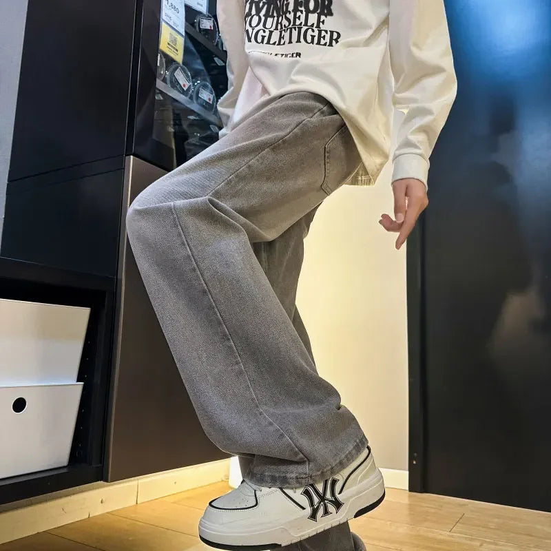 Autumn New Men's Jeans Baggy Straight Wide Leg Male Fashion Vintage Denim Pants Men Youth Popular Brand Streetwear Jean Trousers