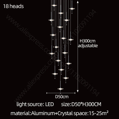 Led Chandelier Home Decoration Lighting Hanging Lamps Living Room Indoor Gloss Island Kitchen Lamps Chrome Staircase Chandelier