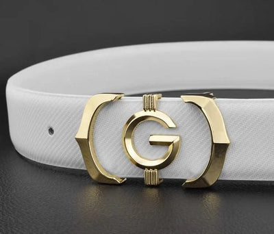 High quality genuine leather fashion G Designer belts men | Cowskin casual white Waist Strap