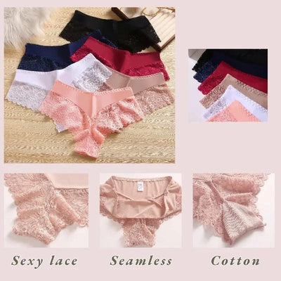 3 Pieces Women's Boxers Sexy Lace Seamless Female Underwear Perpective Panties for Women Boyshorts Fashion Boxer Briefs Lingerie