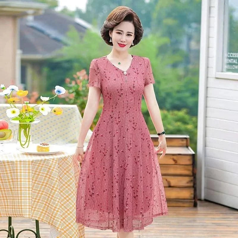 Summer  Dress NEW Casual Short Sleeve O-Neck Floral Print