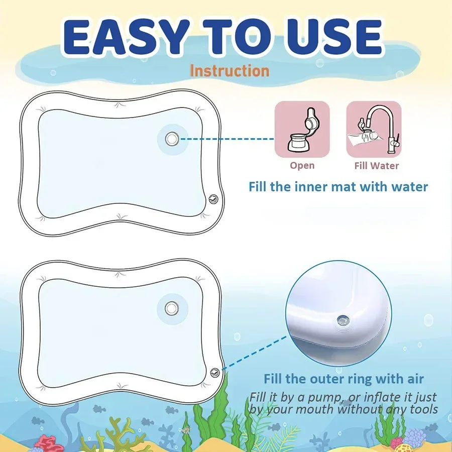 1pc PVC Inflatable Baby Water Play Mat For Kids Tummy Time Sensory Stimulation Early Learning Activity Toy