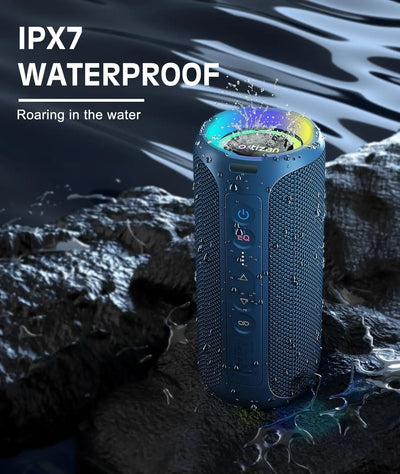 Bluetooth Speaker Wireless,IP67 Waterproof Portable Speaker with Lights,40W Loud Stereo Sound, TWS Pairing, BT5.3, Camping/Home