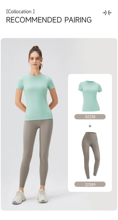 2024 Women Sports Shirt Tight Yoga top Quick Dry Gym Top Outdoor Short Sleeve Running Sportswear Women T-shirts - Elanique