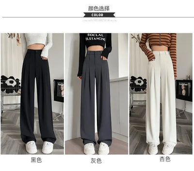 Wide-leg Pants for Women with High Waist Drape Slim Work Clothes Straight and Casual Floor Mopping Small Suit