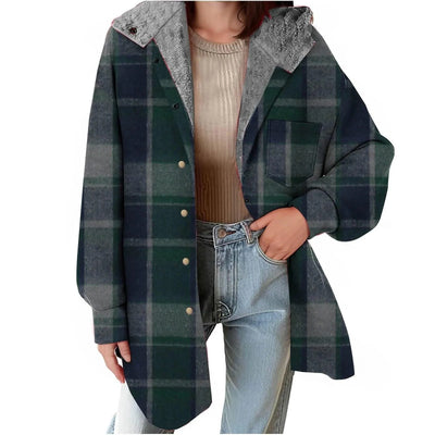 Women Chic Jackets Autumn Winter Lapel Patchwork Coats Casual Office Jacket
