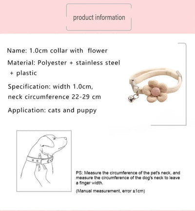1Pc Cat Collar with Cute Flower  Adjustable Buckle Cat Collar Bell Collar Cat  Small Pet Supplies  Kitten Collar  Small Dog Acce