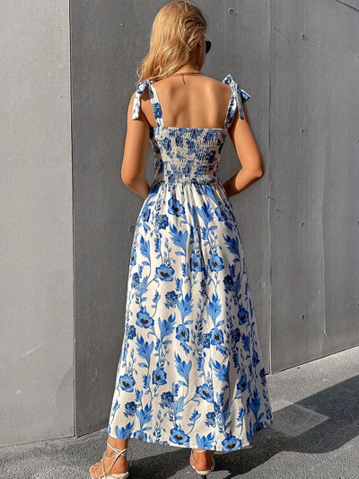2025 New Summer Dresses for Women Sexy Print Spaghetti Strap Women Dress A-LINE Long Dress Women Vestidos De Verano Mujer Q110