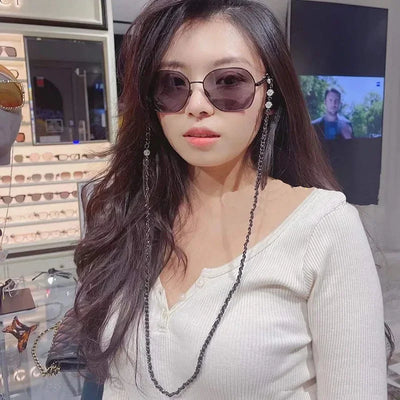 Luxury Glasses Lariat Necklace: Adjustable Designer Chain with Heart Charm, Initial Letter Eyewear Cord