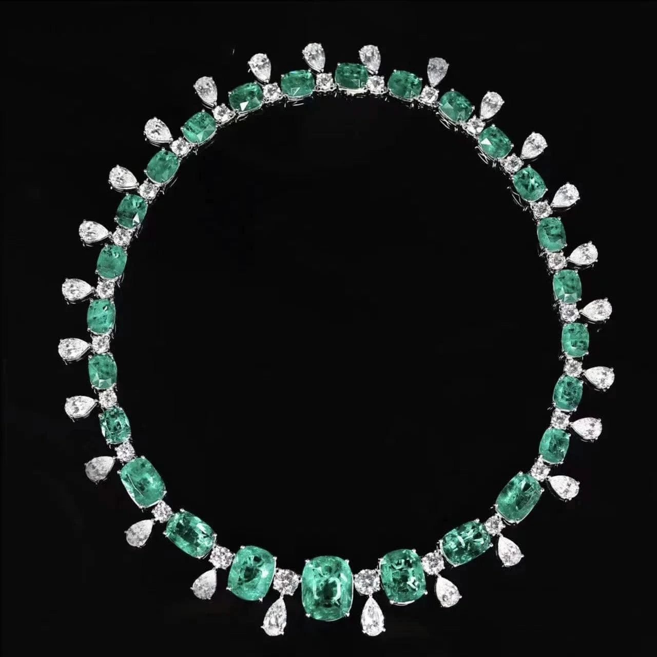 Emerald Necklaces for Women Green Zircon Stone Geometry Charm Necklace Party Jewellery Gift