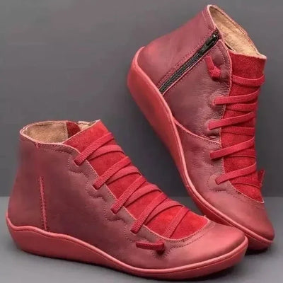 Snow Boots  Women Winter Genuine leather Ankle Spring flat Shoes woman Short Vintage Boots With Fur 2024 for women lace up boots
