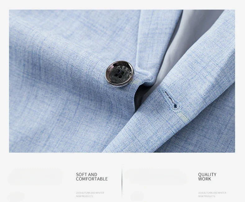 Spring Autumn Men's Blazer Luxury Plaid Jacquard Casual Suit Jacket Gray Blue Beige Loose Male Coat Costume Homme