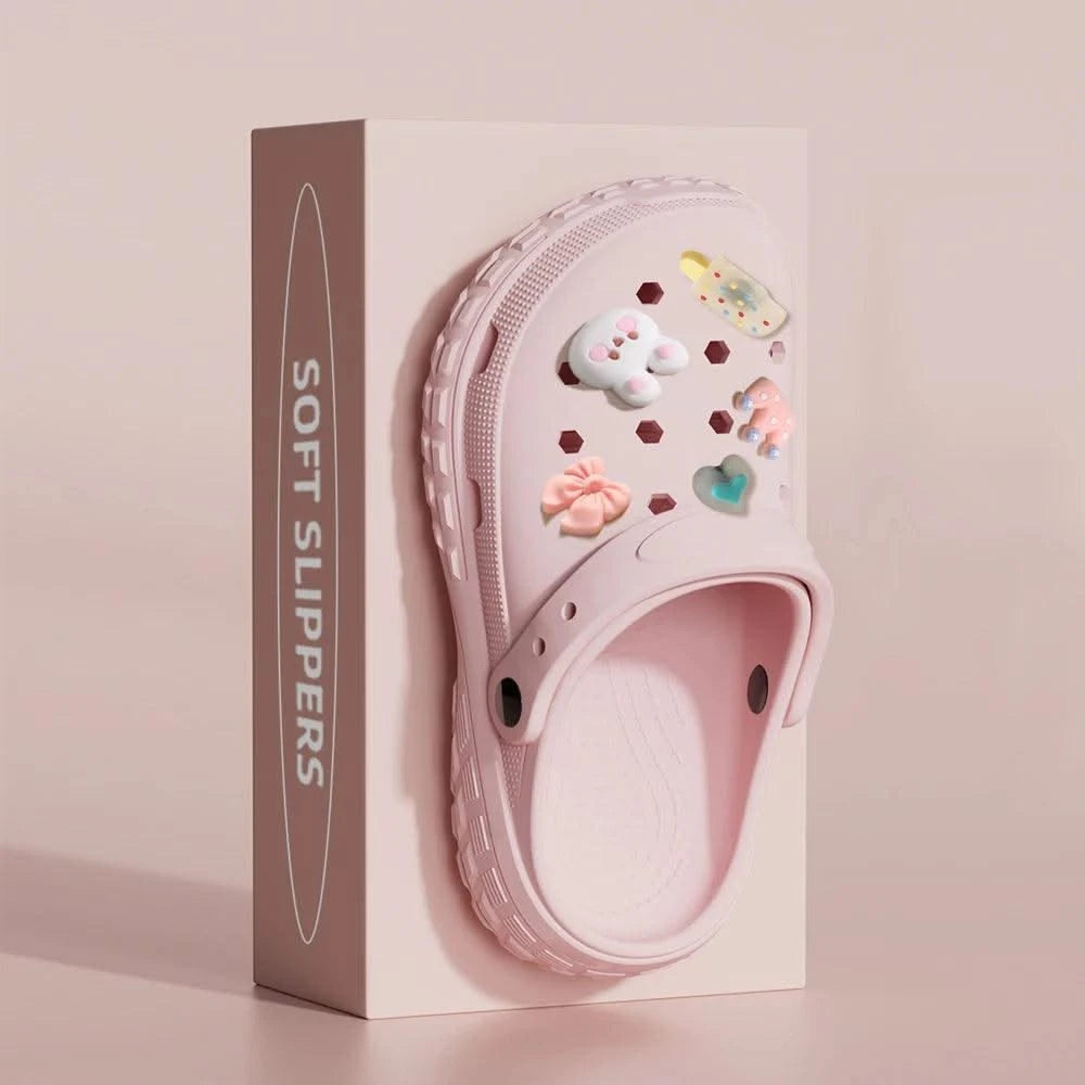 BASATU Cute Clogs Sandals DIY Cartoon Shoes Mules Clogs Boys Girls Sandals Non-slip Beach Slippers Summer Sandals Garden Shoes