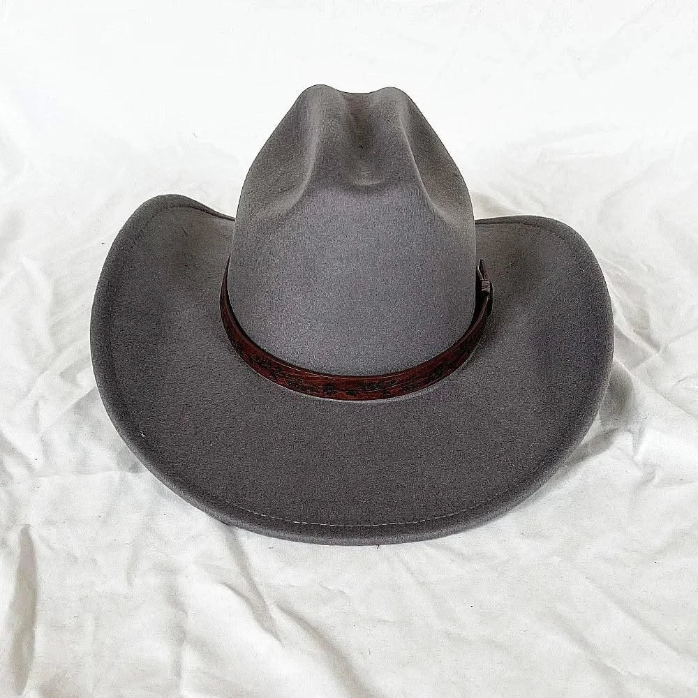 Men's Western Women's Cowboy Hat Army Green Men's Women's Cowboy Jazz Hat Wide Brim Felt Fedora Sombrero Hombre