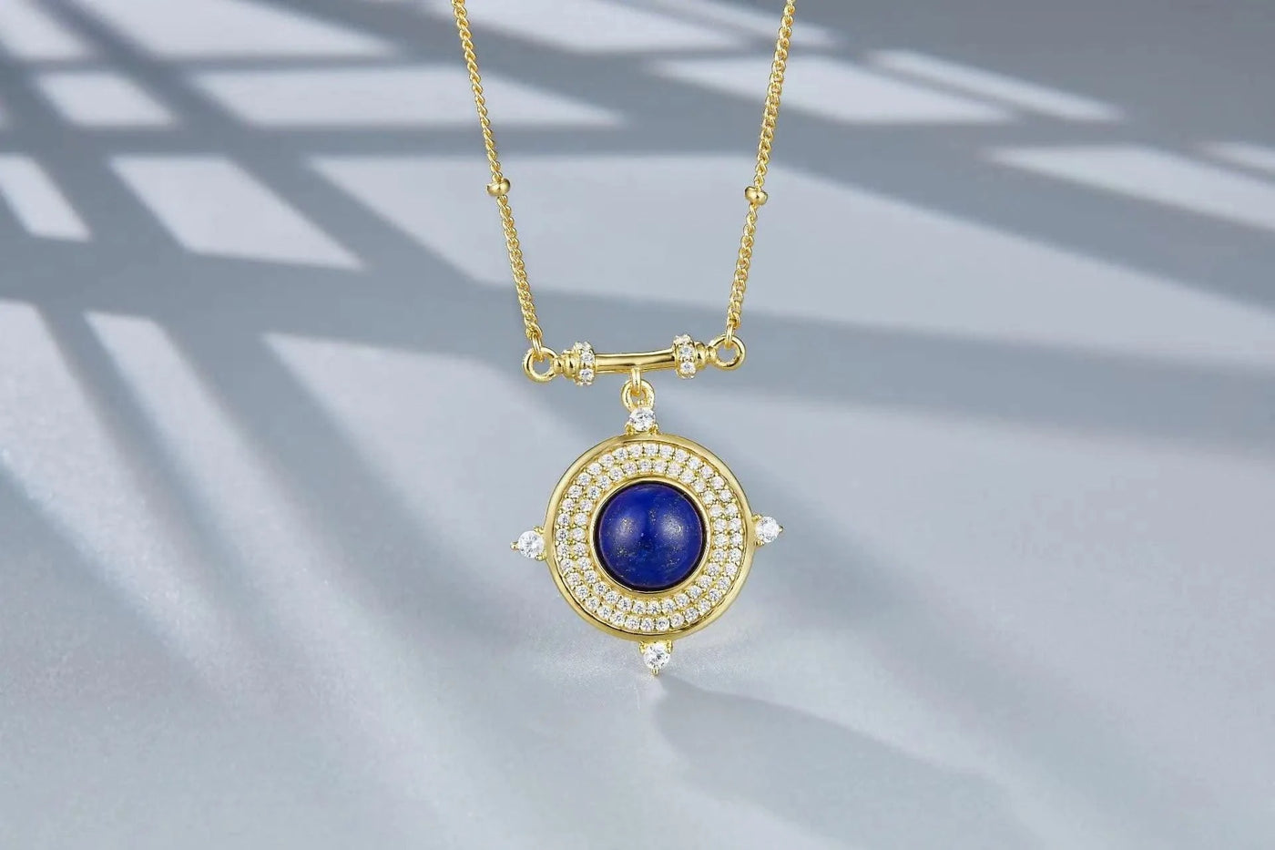 Classic Lapis Lazuli 925 Silver Gold Plated Pendant Necklace Natural  Zircon Stone Chic Choker Necklace Gift
