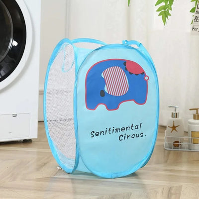 Home essential  Dirty Clothes Folding Storage Basket Household Childrens Toy Storage Box Open Mesh Sorting Basket