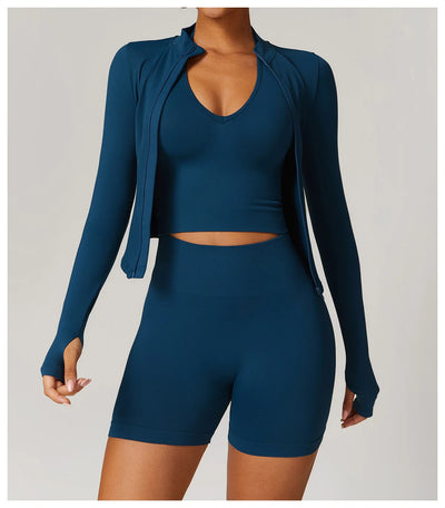 Seamless Athletic Wear Women's Clothes 2 Pieces Yoga Set Workout Sportswear Gym Clothing High Waist Leggings Fitness Sports Suit