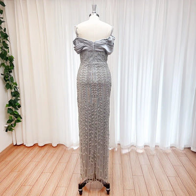 Luxury Dubai Off the Shoulder Evening Dress for Women 2025 Elegant Beads Slit Mermaid Formal Wedding Prom Party Gown Customized