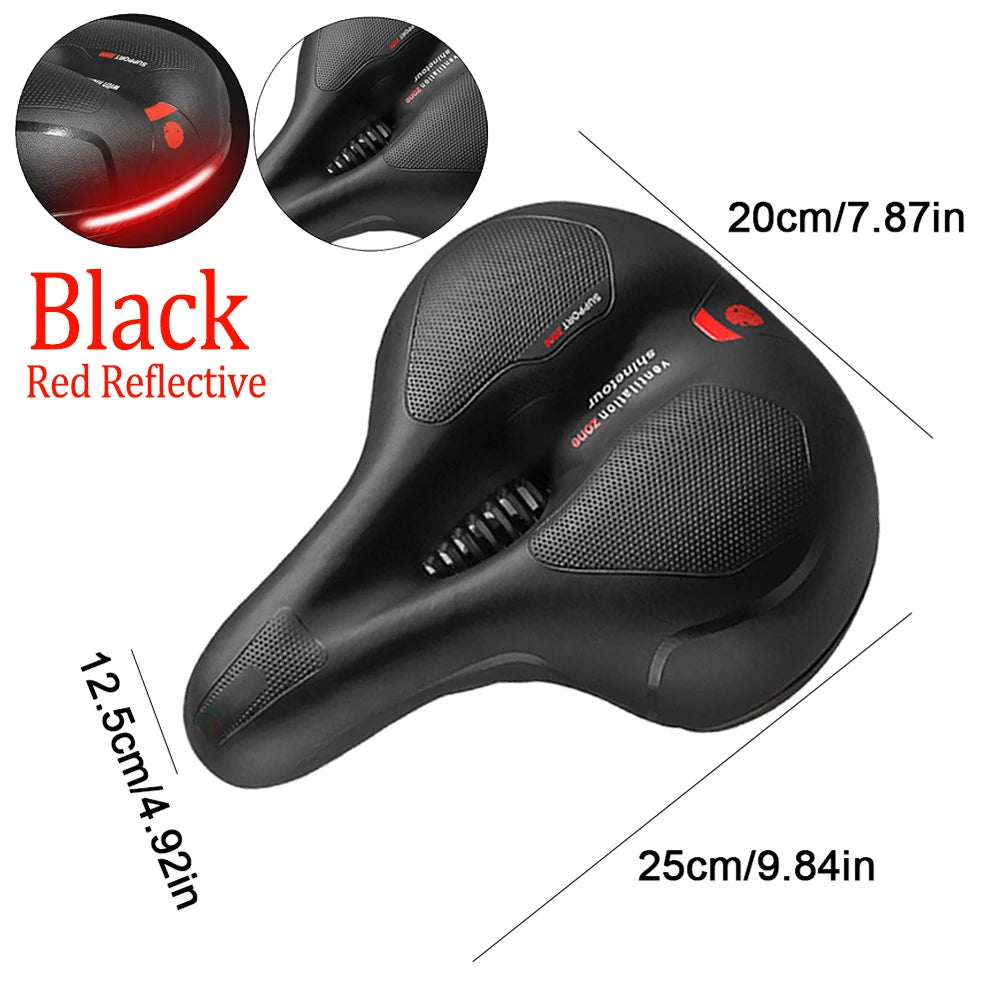 Extra Wide Bicycle Bike Seat Saddles Cushion Shock Absorbing Road Soft Cycling Cushion Pad PU Leather Road Bike Painless Seat