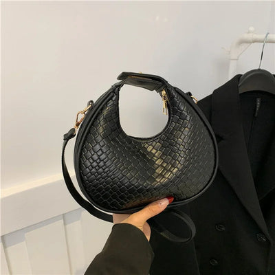 PU Leather Shoulder Bag Fashion Solid Color Lattice Crossbody Bag Small Bag Ladies Trend Luxury Designer Handbags