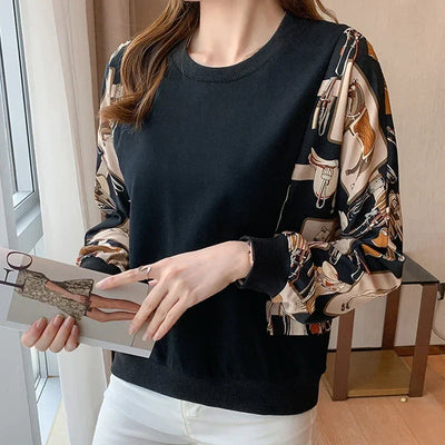New Spring women Sweatshirts fashion patchwork Hoodies causal Sweatshirt Tops