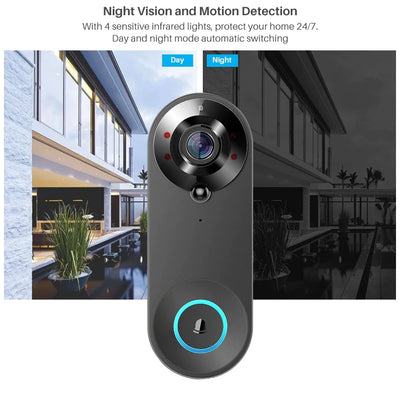 1080P Wireless Video Doorbell Camera WiFi Smart Door Bell Tuya Smart Home Security Motion Detect Night Vision Intercom Doorbell