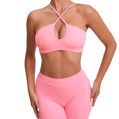 2PCS Athletic Wear Yoga Women's Tracksuit  Fitness Yoga Sets Sportswear Workout Bra+High Waist Leggings Gym Clothing Sports