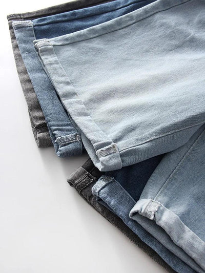 Women Denim Shorts Ripped Wide Leg Black High Waist Short Jeans Straight Leg Blue Denim Shorts For Women Summer Jean Shorts