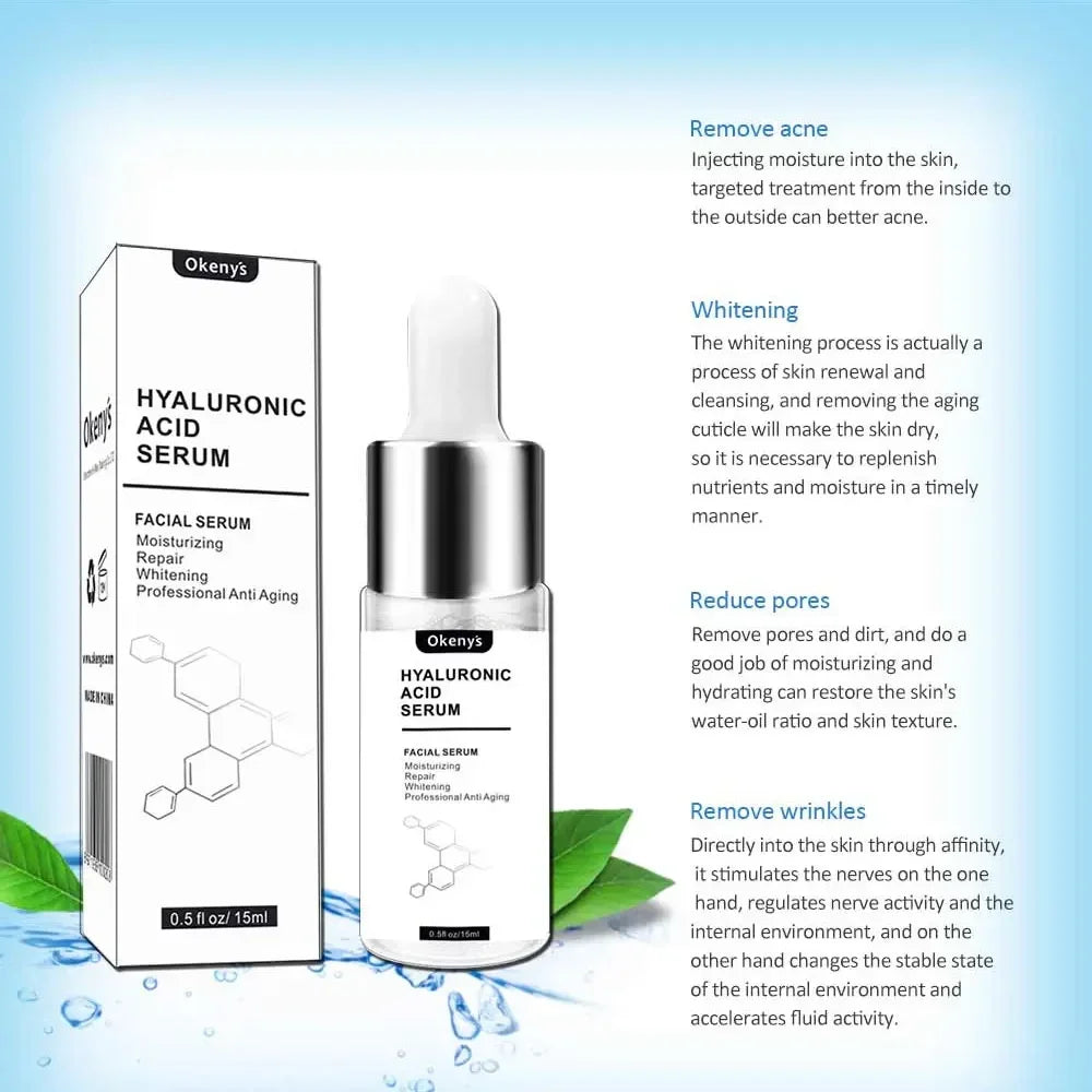 15ml Hyaluronic Acid for Face Serum Moisturizing Whitening Facial Essence Face Cream Repair Anti Aging Lifting Firming Skin Care