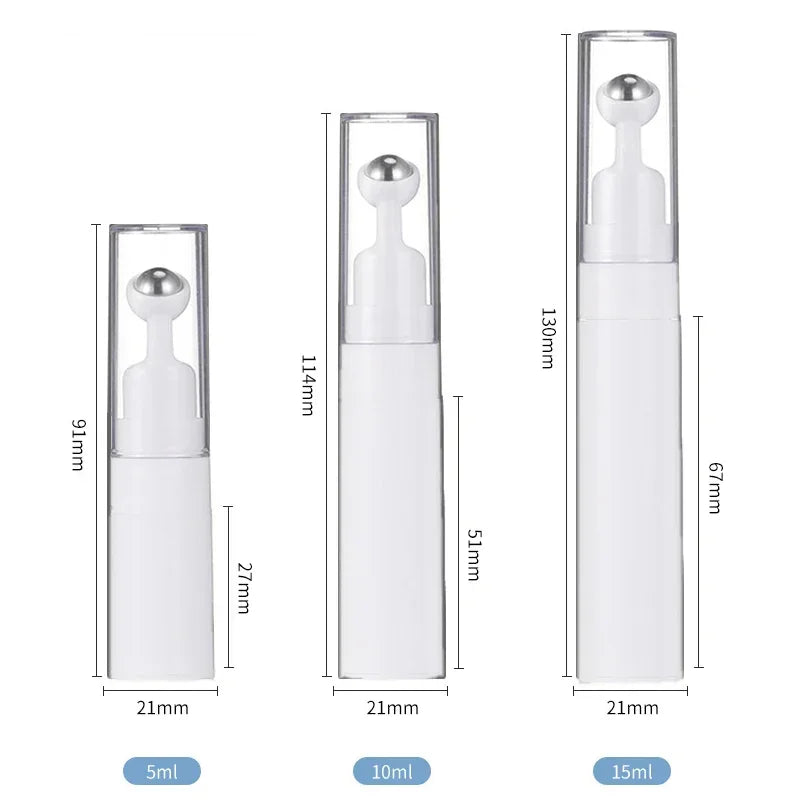 Eye Roller Massage Bottle Eye Cream Applicator with Steel Ball Empty Refillable Lotion Essential Oil Vacuum Travel Container
