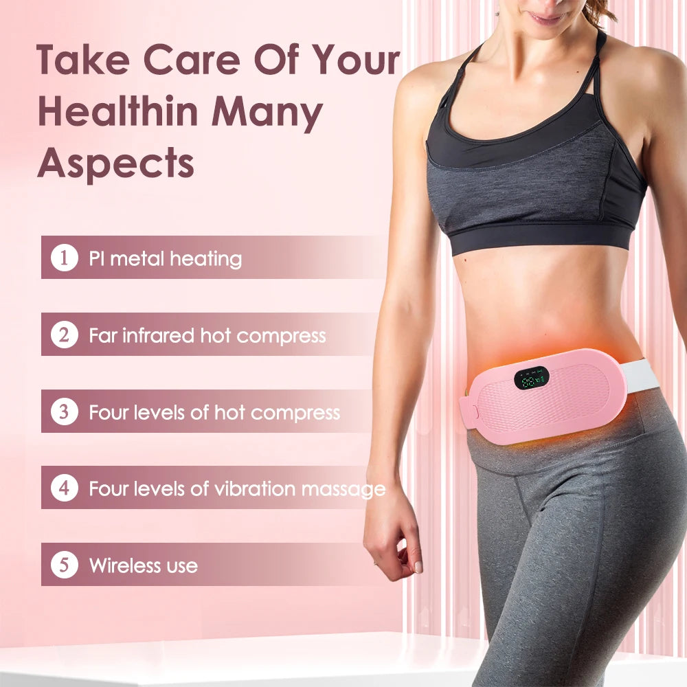 Electric Heating Pad Menstrual Cramp Massager Belt Women Period Care Hot Compress Device Vibration Abdominal Ulter Warmer Belt