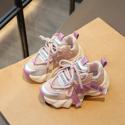 Children's Sports Shoes 2024 Spring and Autumn New Girls Fashion Casual Wear-Resistant Student Mesh Breathable Running Shoes