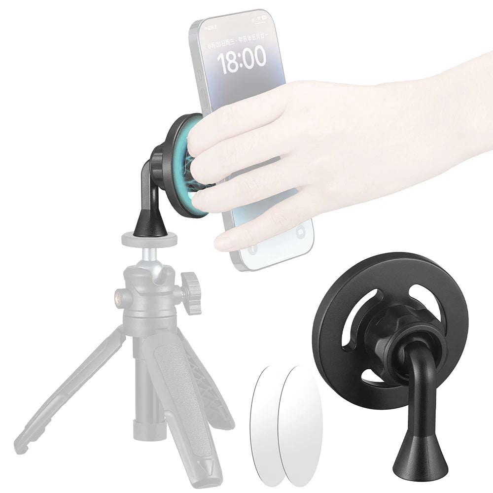 Magnetic Phone Tripod Mount Adapter with 1/4"-20 Hole for MagSafe for iPhone 15 14 13 12 Plus Pro Max Magsafe Case, Selfie Stick