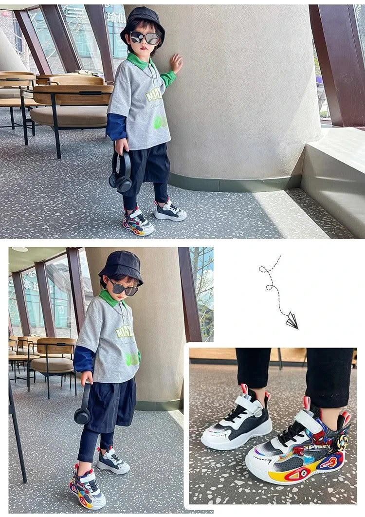 Boys' casual sports shoes | Lightweight and cushioned running shoes | 5-12 year old children's sports walking shoes | Shock abso