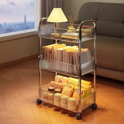 Acrylic Trolley Multilayer Transparent Storage Rack Living Room Snack Storages Shelf Bathroom Mobile Shelf with Wheel Home Items