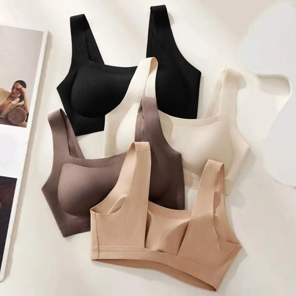 Comfortable Simple Wireless Bras Shockproof Full Cup Push Up Bras Beauty Back Anti-sagging Seamless Underwear Women
